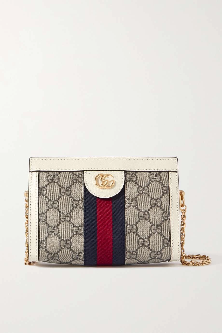 GUCCI Ophidia Mini Bedruckte Schultertasche Aus Beschichtetem Canvas Mit Besätzen Aus Strukturiertem Leder ,Weiß 1 GUCCI Ophidia Mini Bedruckte Schultertasche Aus Beschichtetem Canvas Mit Besätzen Aus Strukturiertem Leder ,Weiß