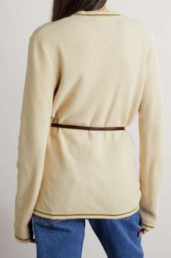 GUCCI Cardigan Aus Einer Woll-Baumwollmischung In Zopfstrick Mit Kettenverzierung Und Gürtel ,Creme -Gucci Verkäufe w920 q60 1021