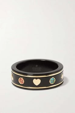 GUCCI Icon Ring Mit Details Aus 18 Karat Gold Und Topasen