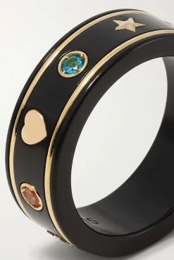 GUCCI Icon Ring Mit Details Aus 18 Karat Gold Und Topasen -Gucci Verkäufe w920 q60 1045