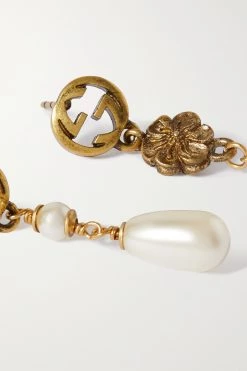 GUCCI Goldfarbene Ohrstecker Mit Kunstperlen -Gucci Verkäufe w920 q60 1062