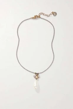 GUCCI Goldfarbene Kette Mit Kristallen Und Kunstperlen -Gucci Verkäufe w920 q60 1071