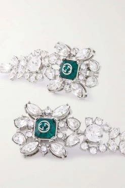 GUCCI Silberfarbene Ohrclips Mit Kristallen -Gucci Verkäufe w920 q60 1079