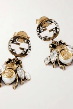GUCCI Goldfarbene Ohrringe Mit Kristallen Und Kunstperlen -Gucci Verkäufe w920 q60 1092