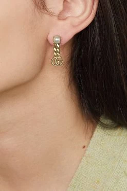 GUCCI Goldfarbene Ohrringe Mit Kunstperlen -Gucci Verkäufe w920 q60 1101