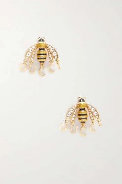 GUCCI Goldfarbene Ohrringe Mit Kristallen Und Emaille