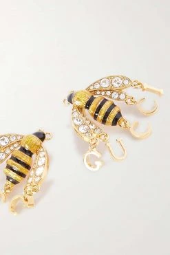GUCCI Goldfarbene Ohrringe Mit Kristallen Und Emaille -Gucci Verkäufe w920 q60 1109