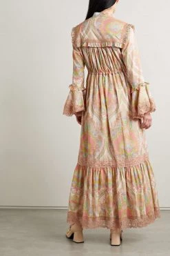 GUCCI Love Parade Maxikleid Aus Baumwoll-Voile Mit Rüschen, Spitzenbesätzen Und Blumenprint ,Beige -Gucci Verkäufe w920 q60 111