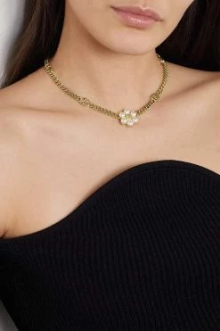 GUCCI Goldfarbene Kette Mit Kunstperlen -Gucci Verkäufe w920 q60 1114
