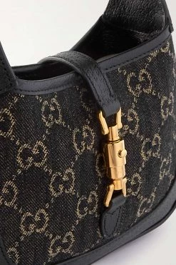 GUCCI Jackie 1961 Mini Schultertasche Aus Denim Mit Jacquard-Muster Und Lederbesätzen ,Schwarz 9 GUCCI Jackie 1961 Mini Schultertasche Aus Denim Mit Jacquard-Muster Und Lederbesätzen ,Schwarz -Gucci Verkäufe w920 q60 1118