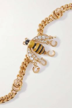 GUCCI Goldfarbenes Armband Mit Kristallen Und Emaille -Gucci Verkäufe w920 q60 1136