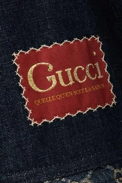 GUCCI + NET SUSTAIN Jeansjacke Aus Bio-Denim Mit Jacquard-Muster Und Lederbesätzen ,Blau 7 GUCCI + NET SUSTAIN Jeansjacke Aus Bio-Denim Mit Jacquard-Muster Und Lederbesätzen ,Blau -Gucci Verkäufe w920 q60 1148