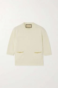 GUCCI Kaschmirpullover Mit Ketten ,Elfenbein