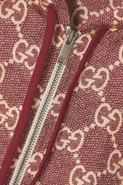 GUCCI Kapuzenjacke Aus Bedrucktem Seiden-Twill Mit Metallic-Webbandbesätzen ,Beige -Gucci Verkäufe w920 q60 1169