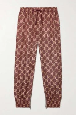 GUCCI Jogginghose Aus Seiden-Twill Mit Lamé-Besatz ,Beige