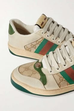 GUCCI Screener Sneakers Aus Veloursleder, Leder Und Canvas In Distressed-Optik ,Beige -Gucci Verkäufe w920 q60 1200