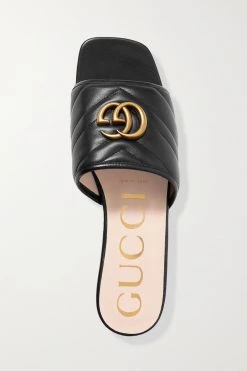 GUCCI Jolie Pantoletten Aus Gestepptem Leder Mit Logodetails ,Schwarz -Gucci Verkäufe w920 q60 1228