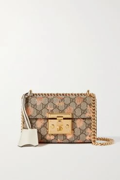 GUCCI Padlock Schultertasche Aus Beschichtetem Canvas Mit Print Und Lederbesätzen ,Weiß