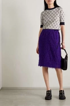 GUCCI Pullover Aus Jacquard-Strick Aus Einer Baumwollmischung In Metallic-Optik ,Navy -Gucci Verkäufe w920 q60 125