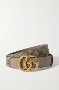 GUCCI GG Marmont Gürtel Aus Beschichtetem, Bedrucktem Canvas Mit Lederbesätzen ,Beige