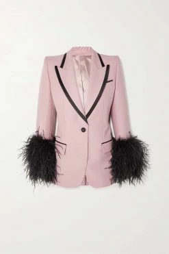 GUCCI Blazer Aus Canvas Aus Einer Woll-Mohairmischung Mit Seiden- Und Federbesatz ,Pink