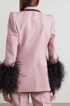 GUCCI Blazer Aus Canvas Aus Einer Woll-Mohairmischung Mit Seiden- Und Federbesatz ,Pink -Gucci Verkäufe w920 q60 1295