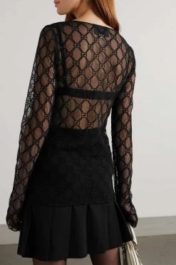 GUCCI Besticktes Oberteil Aus Tüll Aus Einer Baumwollmischung ,Schwarz 10 GUCCI Besticktes Oberteil Aus Tüll Aus Einer Baumwollmischung ,Schwarz -Gucci Verkäufe w920 q60 1314