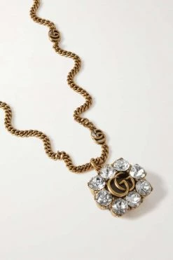 GUCCI GG Marmont Goldfarbene Kette Mit Kristallen ,Transparent -Gucci Verkäufe w920 q60 1321