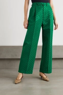 GUCCI Aria Hose Mit Weitem Bein Aus Jacquard Aus Einer Baumwollmischung ,Grün -Gucci Verkäufe w920 q60 1333