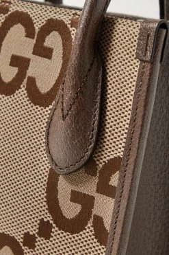 GUCCI Jumbo GG Mini Tote Aus Canvas Mit Jacquard-Muster Mit Lederbesätzen ,Camel -Gucci Verkäufe w920 q60 134