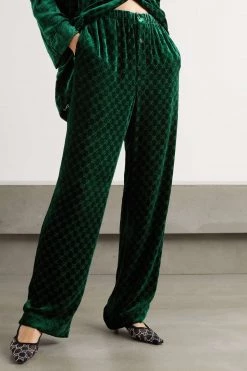 GUCCI Hose Aus Devoré-Samt ,Grün -Gucci Verkäufe w920 q60 1353