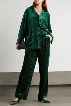 GUCCI Hose Aus Devoré-Samt ,Grün -Gucci Verkäufe w920 q60 1356