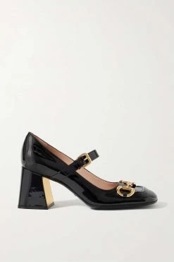 GUCCI Baby Pumps Aus Lackleder Mit Horsebit-Detail ,Schwarz