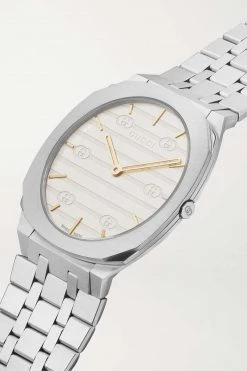 GUCCI 25H 34 Mm Uhr Aus Edelstahl ,Wollweiß -Gucci Verkäufe w920 q60 1373