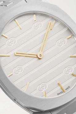 GUCCI 25H 34 Mm Uhr Aus Edelstahl ,Wollweiß -Gucci Verkäufe w920 q60 1375