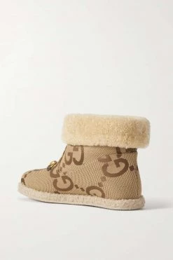 GUCCI Fria Ankle Boots Aus Canvas Mit Shearling-Futter Und Horsebit-Detail ,Beige -Gucci Verkäufe w920 q60 1400