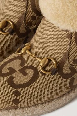 GUCCI Fria Ankle Boots Aus Canvas Mit Shearling-Futter Und Horsebit-Detail ,Beige -Gucci Verkäufe w920 q60 1401