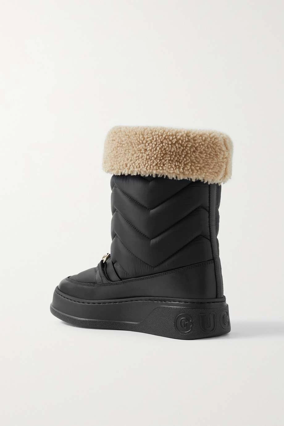 GUCCI Schneestiefel Aus Gestepptem Shell Mit Horsebit-Detail Und Besätzen Aus Shearling Und Leder ,Schwarz 3 GUCCI Schneestiefel Aus Gestepptem Shell Mit Horsebit-Detail Und Besätzen Aus Shearling Und Leder ,Schwarz – Bild 3