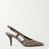 GUCCI Tom Slingback-Pumps Aus Canvas Mit Logo-Jacquard-Muster ,Beige