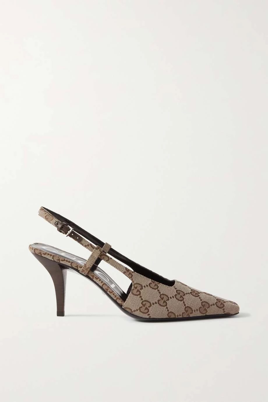 GUCCI Tom Slingback-Pumps Aus Canvas Mit Logo-Jacquard-Muster ,Beige 1 GUCCI Tom Slingback-Pumps Aus Canvas Mit Logo-Jacquard-Muster ,Beige