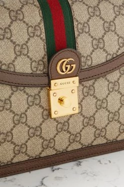 GUCCI Ophidia Bedruckte Tote Aus Beschichtetem Canvas Mit Besatz Aus Strukturiertem Leder ,Braun -Gucci Verkäufe w920 q60 1419