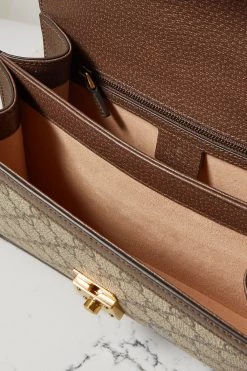 GUCCI Ophidia Bedruckte Tote Aus Beschichtetem Canvas Mit Besatz Aus Strukturiertem Leder ,Braun -Gucci Verkäufe w920 q60 1420