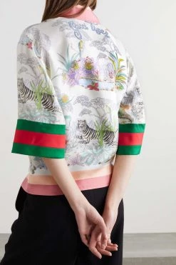 GUCCI Chinese New Year Hemd Aus Bedrucktem Seiden-Twill Mit Streifen ,Pink -Gucci Verkäufe w920 q60 1429