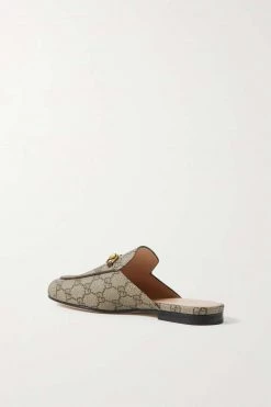 GUCCI Princetown Slippers Aus Beschichtetem Canvas Mit Print Und Horsebit-Detail ,Grau -Gucci Verkäufe w920 q60 1440