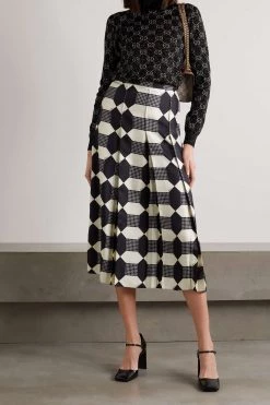 GUCCI GG Stehkragenpullover Aus Metallic-Strick Aus Einer Baumwollmischung Mit Intarsienmuster ,Schwarz -Gucci Verkäufe w920 q60 1452