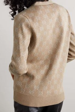 GUCCI Cardigan Aus Jacquard-Strick Aus Einer Baumwollmischung In Metallic-Optik ,Camel -Gucci Verkäufe w920 q60 1466