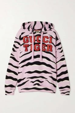 GUCCI Chinese New Year Hoodie Aus Baumwoll-Jersey Mit Tigerprint Und Applikationen ,Pink