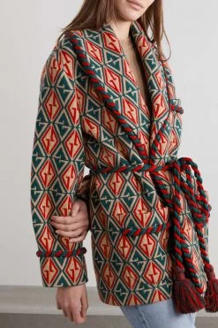 GUCCI Cardigan Aus Woll-Jacquard Mit Bindegürtel Und Troddeln ,Beige -Gucci Verkäufe w920 q60 1507