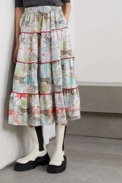 GUCCI Chinese New Year Midirock Aus Bedrucktem Seiden-Twill ,Grün -Gucci Verkäufe w920 q60 1519