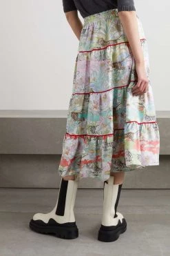 GUCCI Chinese New Year Midirock Aus Bedrucktem Seiden-Twill ,Grün -Gucci Verkäufe w920 q60 1520